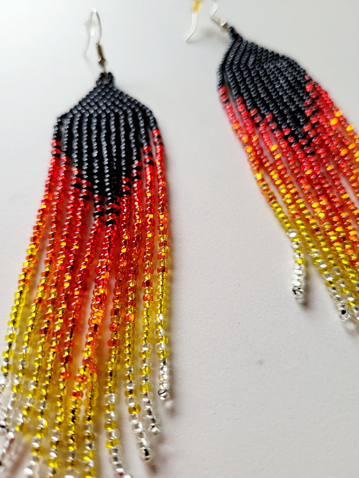 Beaded Ombre Fringe Earrings indigenous art gift by North of Fifty First Nations & Métis Art Boutique Canada