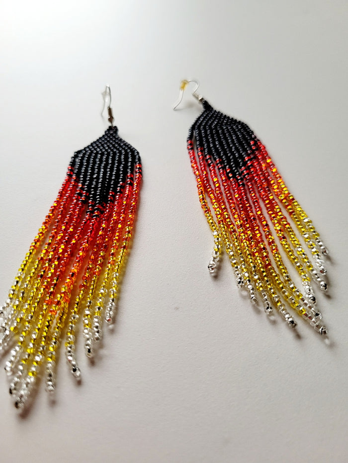Beaded Ombre Fringe Earrings indigenous art gift by North of Fifty First Nations & Métis Art Boutique Canada