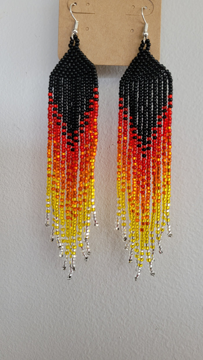 Beaded Ombre Fringe Earrings indigenous art gift by North of Fifty First Nations & Métis Art Boutique Canada