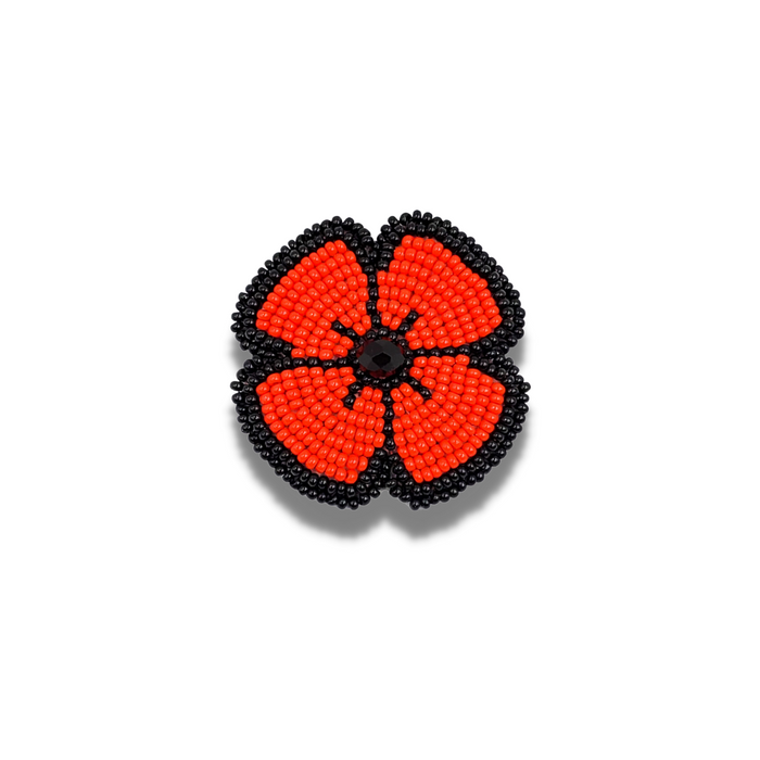 Beaded Poppy Pin indigenous art gift by North of Fifty First Nations & Métis Art Boutique Canada