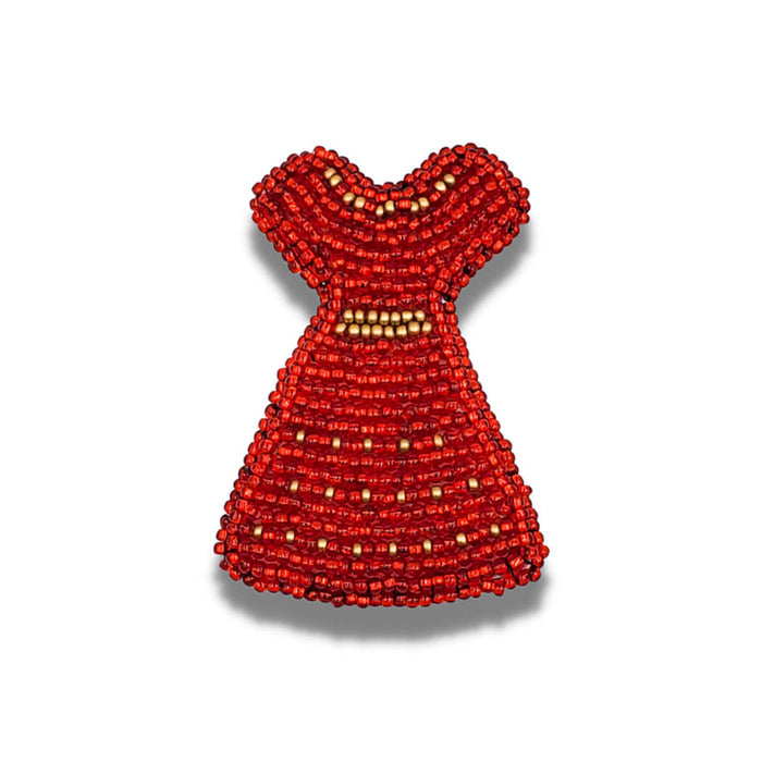 Beaded Red Dress Pin indigenous art gift by North of Fifty First Nations & Métis Art Boutique Canada