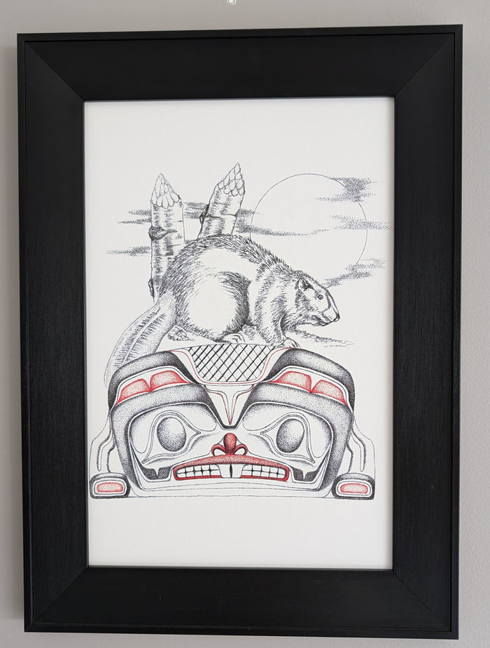 Charles Silverfox Beaver  Making Home Wall Art | Native Art Canada