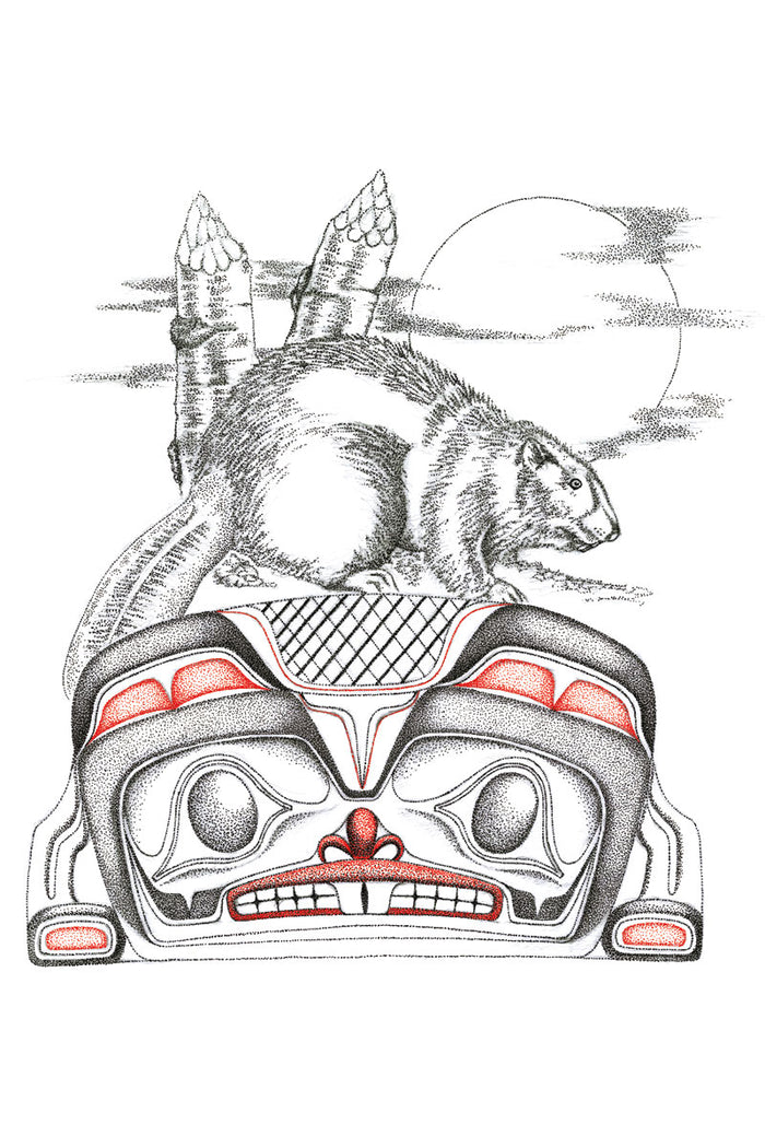 Charles Silverfox Beaver Making Home Wall Art | Native Art Canada