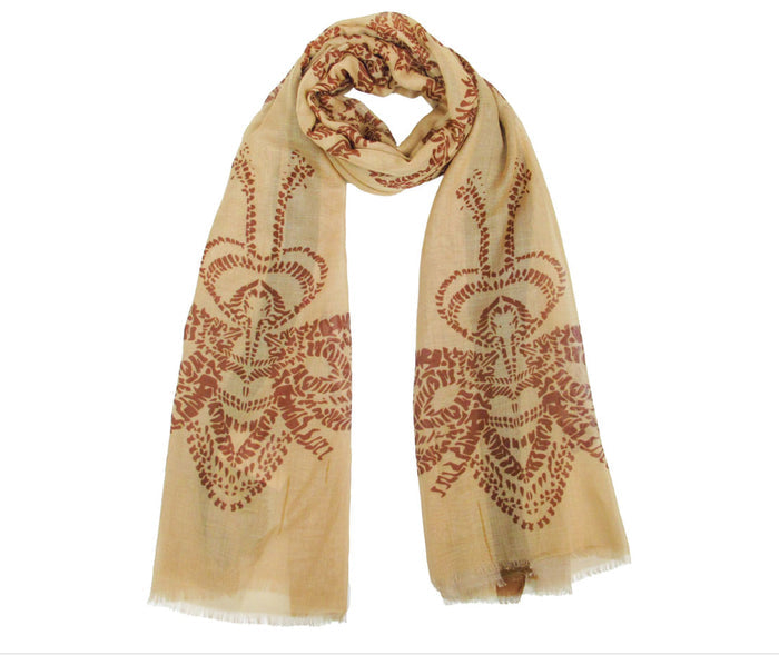 Bee-Lieve Eco Scarf design by Cree artist, Pat Bruderer indigenous art shawl by Pat Bruderer Canada