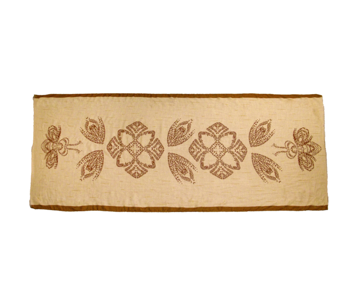 Bee-Lieve Eco Scarf design by Cree artist, Pat Bruderer indigenous art shawl by Pat Bruderer Canada