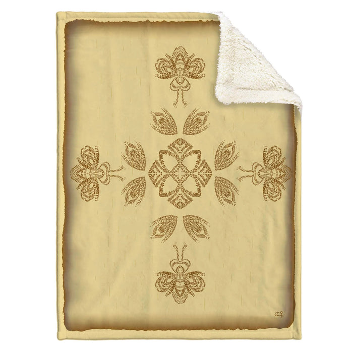 "Bee-Lieve" Faux Rabbit Throw, artwork by Cree Artist Pat Bruderer - COMING SOON - AVAILABLE TO PRE-ORDER