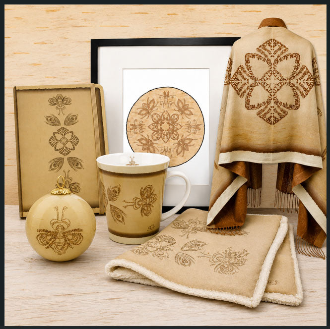 "Bee-Lieve" Faux Rabbit Throw, artwork by Cree Artist Pat Bruderer - COMING SOON - AVAILABLE TO PRE-ORDER