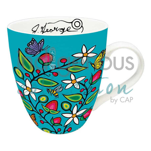 Berry Garden indigenous art mug by Jeffrey Red George Canada