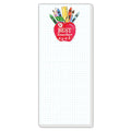 Best Teacher Apple with Crayons and Pencils Skinny Notepad