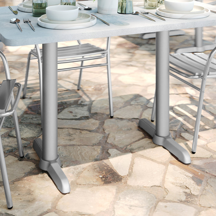 5"x22" Silver T-Base w/ Column