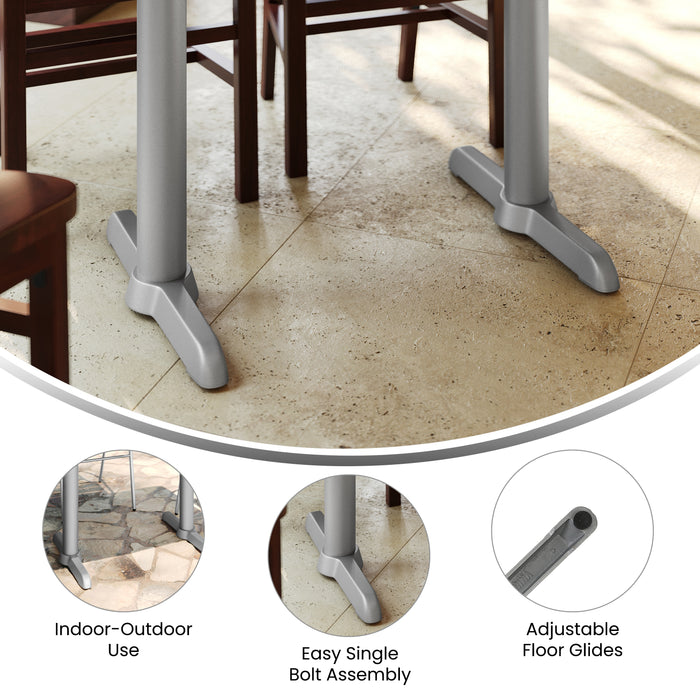 5"x22" Silver T-Base w/ Column