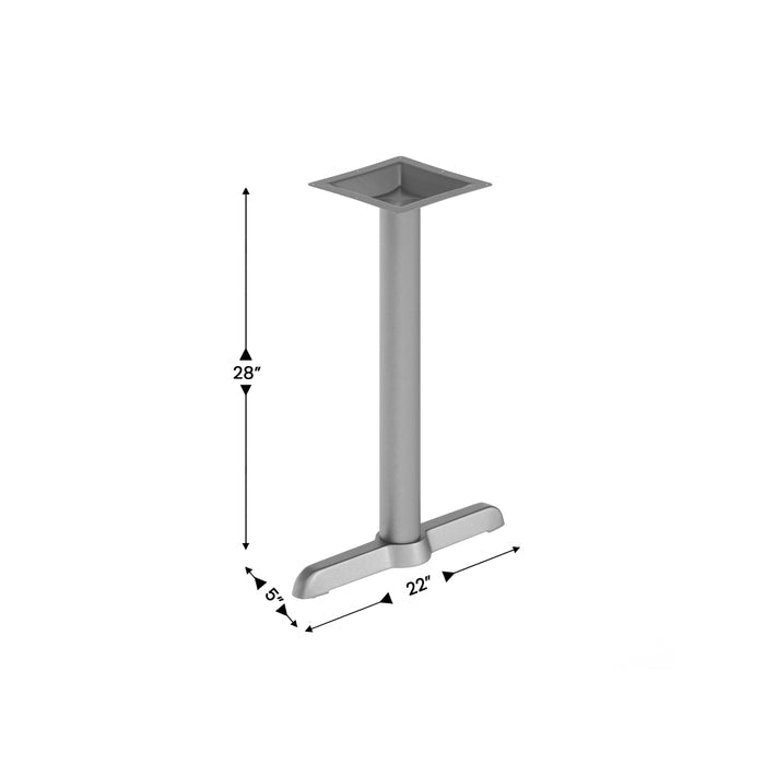 5"x22" Silver T-Base w/ Column