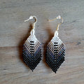 Black and grey Beaded Feather Earrings indigenous art gift by North of Fifty First Nations & Métis Art Boutique Canada