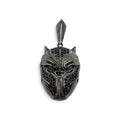 Black Panther Pendant - Silver w/ Black Stones