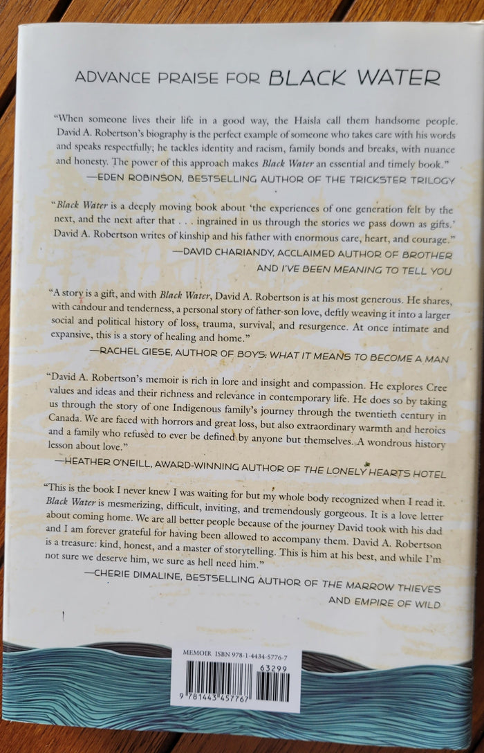 BLACK WATER: Family, Legacy and Blood Memory, a memoir by David A. Robertson indigenous art gift by North of Fifty First Nations & Métis Art Boutique Canada