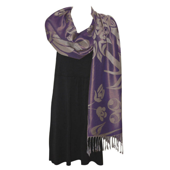 Blossoms & Hummingbird indigenous art shawl by Simone Diamond Canada