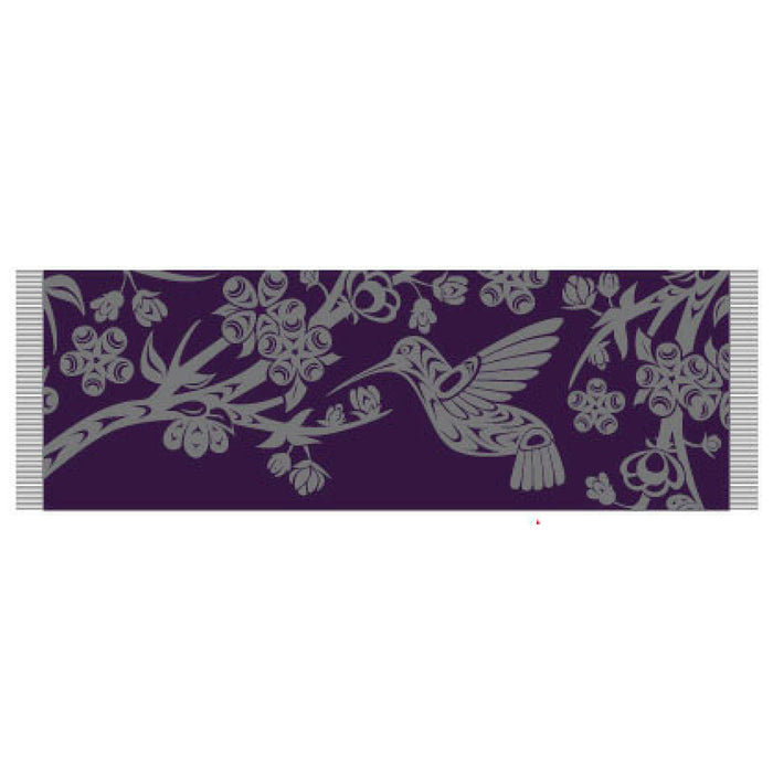 Blossoms & Hummingbird indigenous art shawl by Simone Diamond Canada