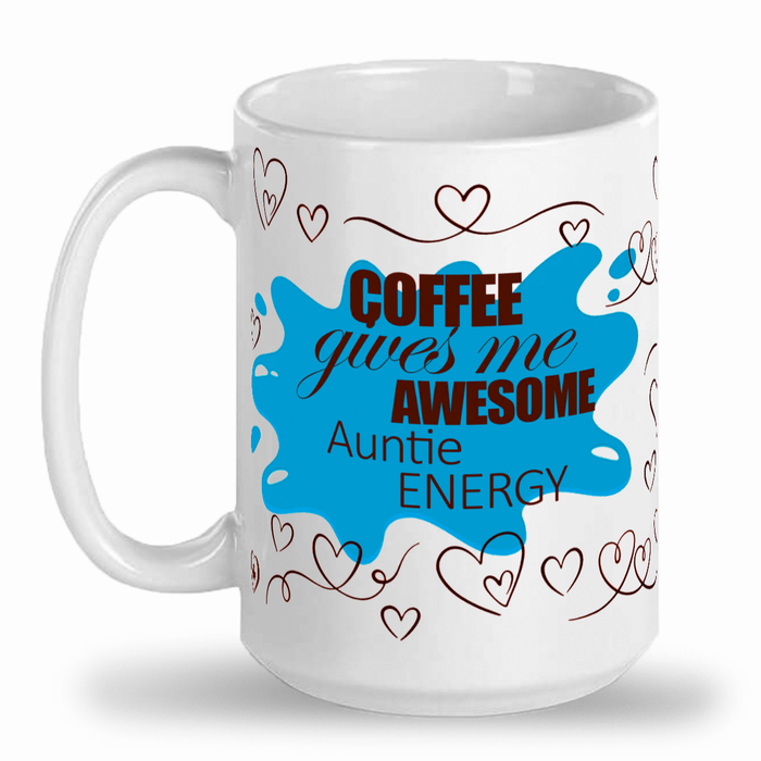 Blue Awesome Auntie 15 oz indigenous art mug by North of Fifty Indigenous Boutique Canada