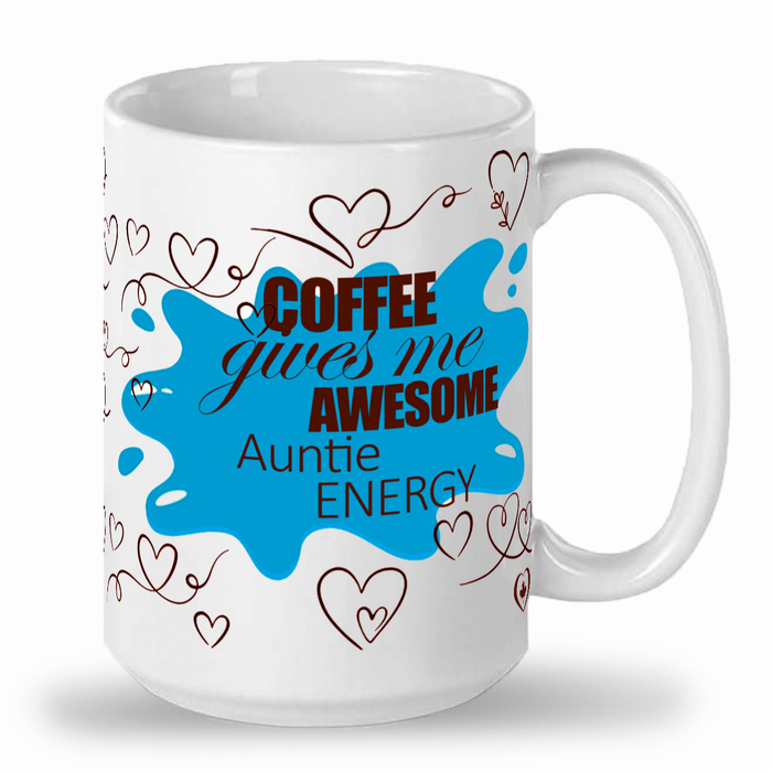Blue Awesome Auntie 15 oz indigenous art mug by North of Fifty Indigenous Boutique Canada