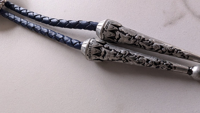 Blue Carp Leather Bolo by Namgis artist Jonathan Whonnock indigenous art gift by Johnathan Whonnock Canada