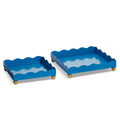 Blue Scalloped Trays with Feet
