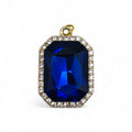 Blue Stone Pendant - 18kt Gold Plated w/ CZ Diamonds
