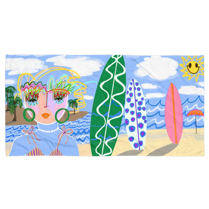 Boardwalk Babe Beach Towel