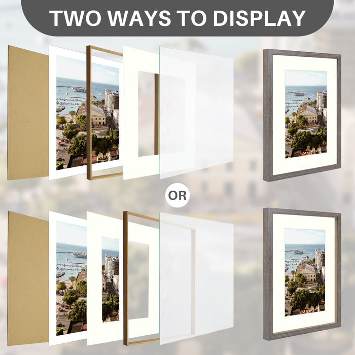 BOGO 12x16 Picture Frame for 8x12 Photo with Ivory Mat and Real Glass (8 Pcs Per Box)