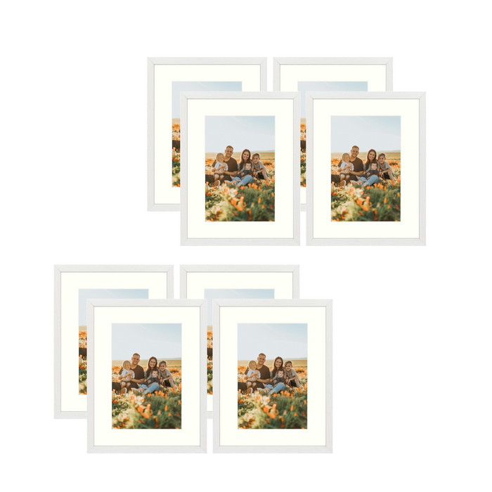 BOGO 12x16 Picture Frame for 8x12 Photo with Ivory Mat and Real Glass (8 Pcs Per Box) White