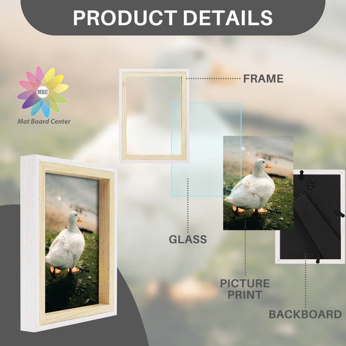 BOGO Pack of 12, 5x7 White/Beige Picture Frame with Real Glass
