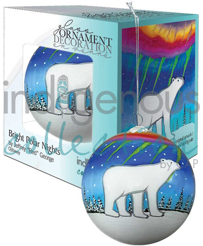Bright Polar Nights indigenous ornament by Jeffrey Red George Canada