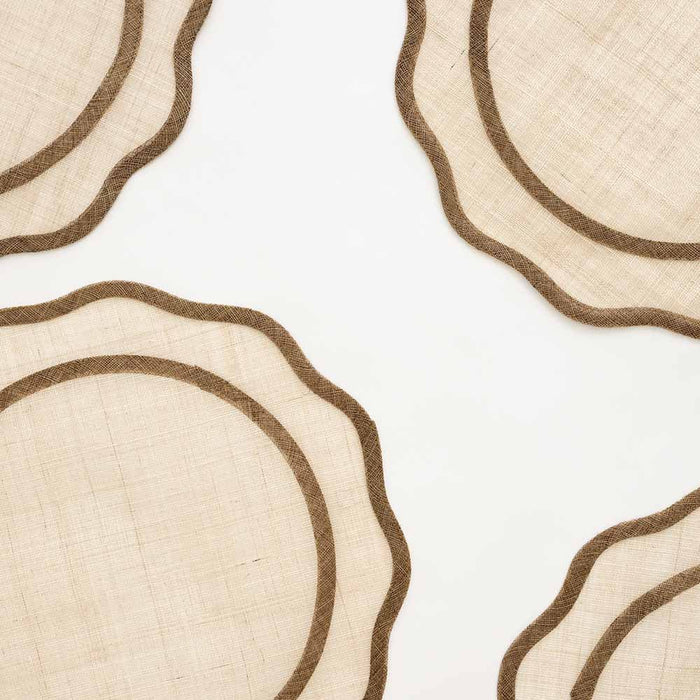 Brown Scalloped Woven Placemat | Set of 4