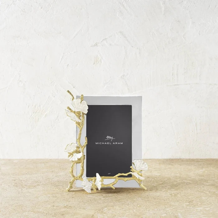 Butterfly Ginkgo Gold Reflective 4x6 Frame