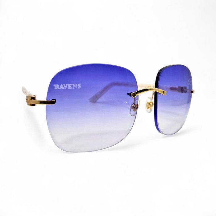 C Decor "Baltimore Ravens" - Gold White Composite Marbles Sunglasses w/ Custom Violet Onyx Lenses (2025)
