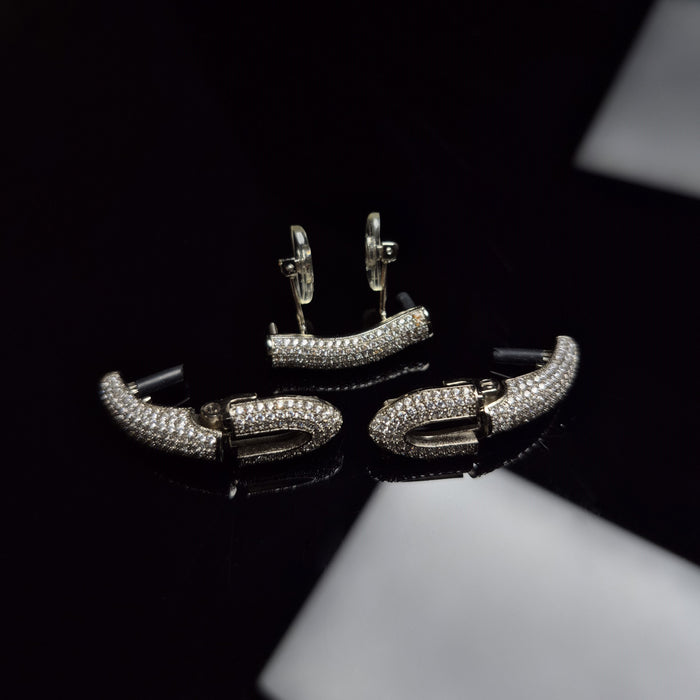 C Decor Micropave Diamonds Bead Set - Silver