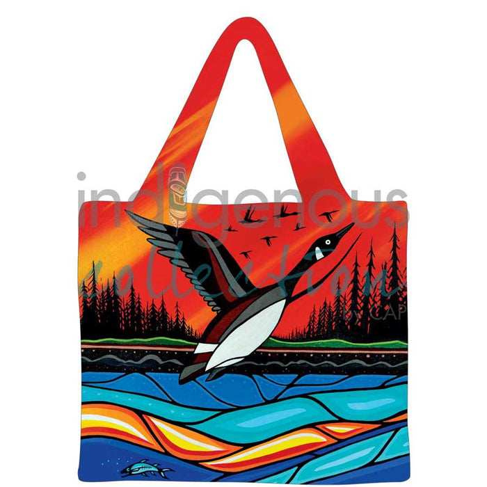 Canadian Geese in flight, Jeffrey Red George, Bag, Indigenous Art, North of Fifty