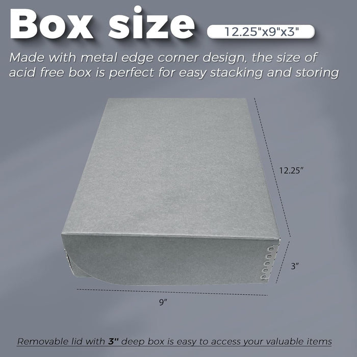 Clamshell Archival Folio Storage Box, Gray, 3 Inches Deep