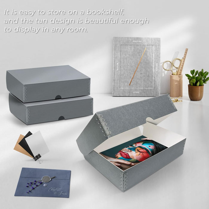 Clamshell Archival Folio Storage Box, Gray, 3 Inches Deep