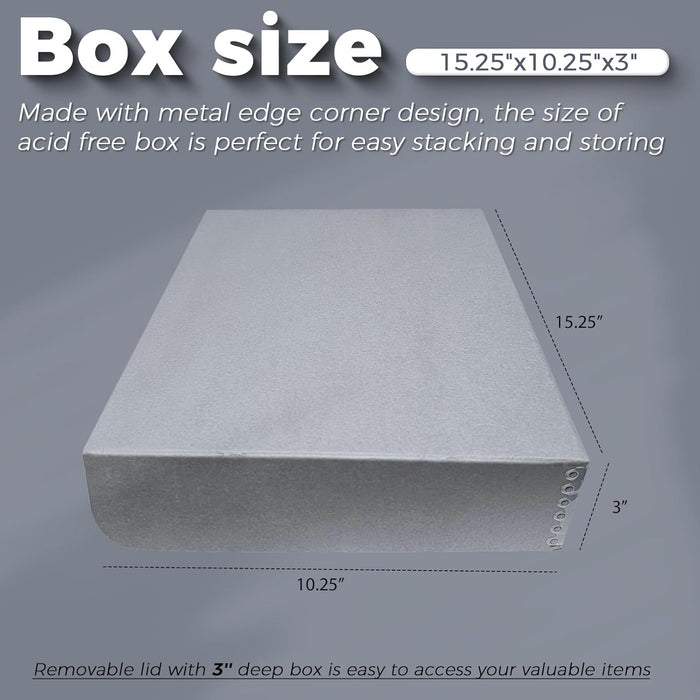 Clamshell Archival Folio Storage Box, Gray, 3 Inches Deep 10X15