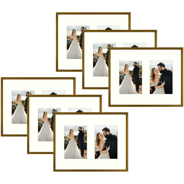 Clearance 11x14 Aluminum Collage Picture Frame for Two 5x7 Photos (6 Pcs per Box) Bronze