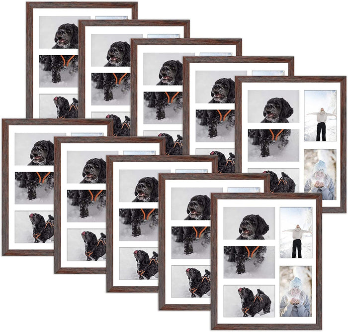 Clearance 11x14 Collage Picture Frames for Five 4x6 Pictures Wood Frame(10 Pcs per Box) Distressed Brown