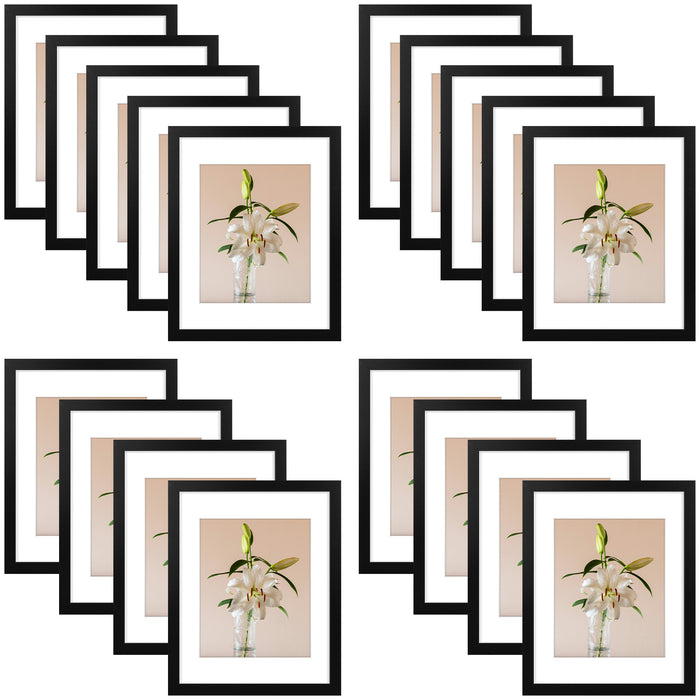 Clearance 11x14 Picture Frame for 8x10 Photo with White Mat and Plexiglass (18 Pcs Per Box) Black