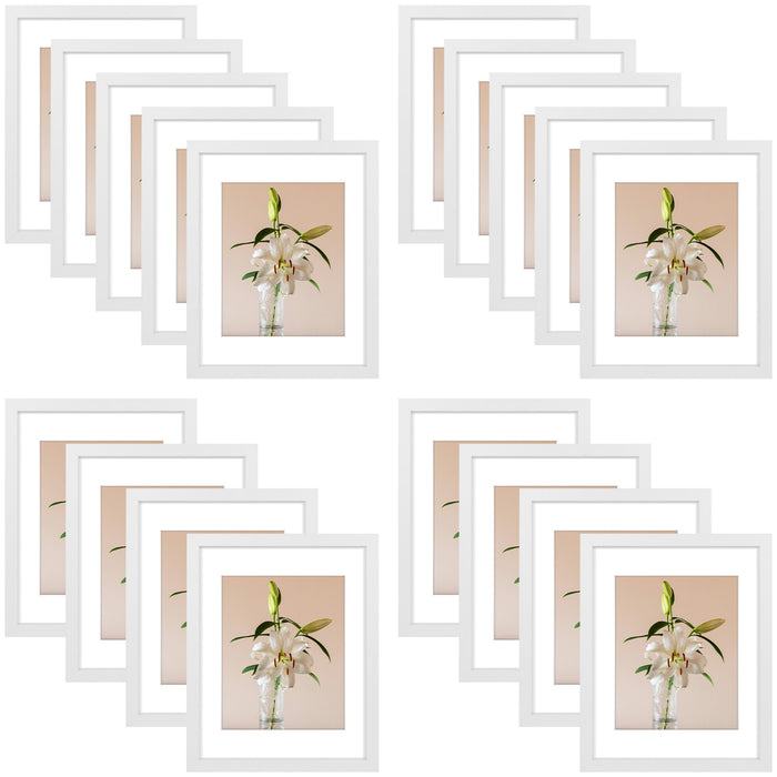 Clearance 11x14 Picture Frame for 8x10 Photo with White Mat and Plexiglass (18 Pcs Per Box) White