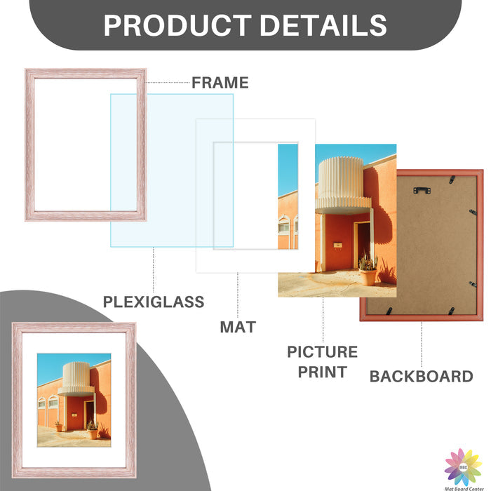 Clearance 11x14 Picture Frame for 8x10 Photo with White Mat and Plexiglass (6 Pcs Per Box) (Copy)