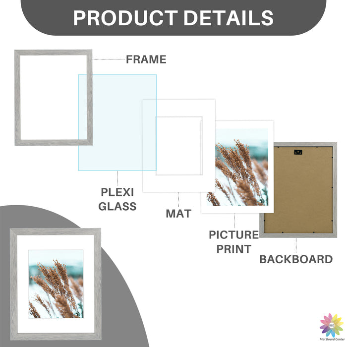 Clearance 11x14 Picture Frame for 8x10 Photo with White Mat and Plexiglass (8 Pcs Per Box)