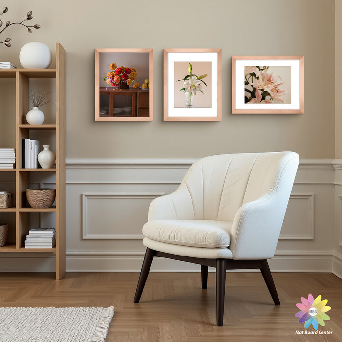 Clearance 11x14 Picture Frame for 8x10 Photo with White Mat and Plexiglass Rose Gold (18 Pcs Per Box)