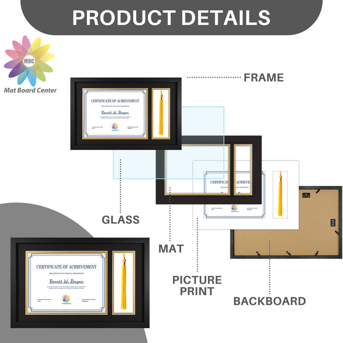 Clearance 11x17.5 Frame for 8.5x11 Picture Black Wood, Solid Smooth (6 Pcs per Box)