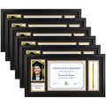 Clearance 11x22 Frame for 8.5x11 and 4x6 Picture Black Wood, Solid Smooth (6 Pcs per Box)