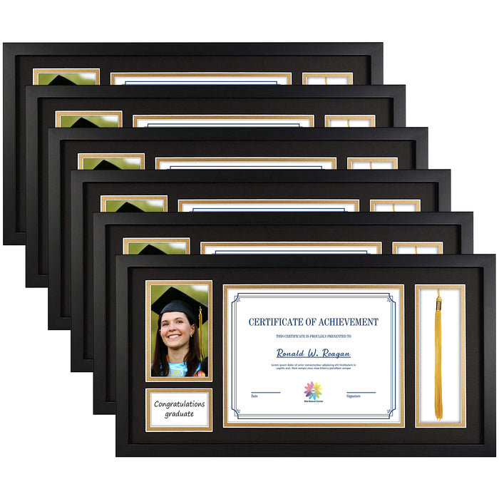 Clearance 11x22 Frame for 8.5x11 and 4x6 Picture Black Wood, Solid Smooth (6 Pcs per Box)