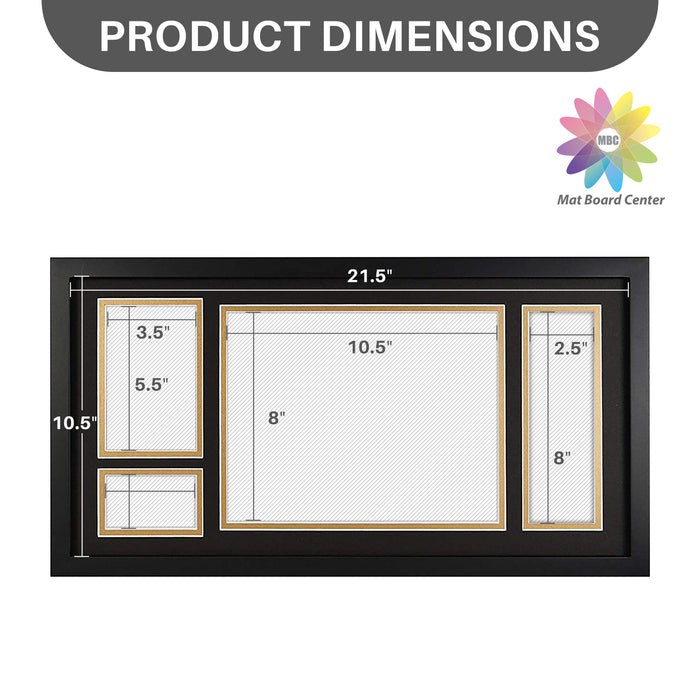 Clearance 11x22 Frame for 8.5x11 and 4x6 Picture Black Wood, Solid Smooth (6 Pcs per Box)